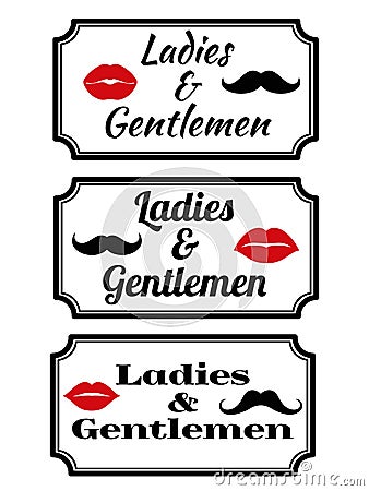 Ladies and gentlemens with lips and mustaches Vector Illustration