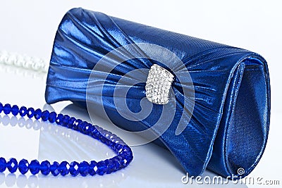 Ladies' handbag and beads Stock Photo