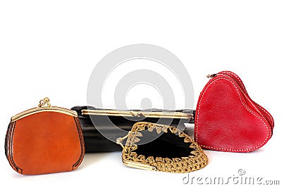 Ladies handbags. Ladies Wallet for little things. Many handbags. Style. Fashion. beauty Stock Photo