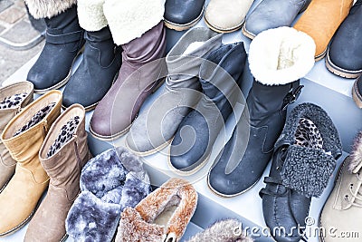 Ladies leather boots Stock Photo