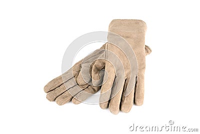 Ladies leather gloves isolated on white Stock Photo