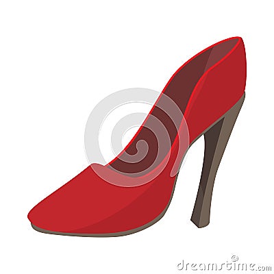 Ladies red shoe icon, cartoon style Vector Illustration