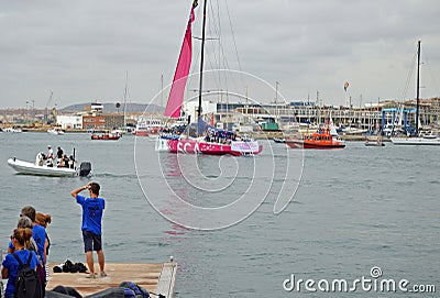 The Ladies Team SCA Leaving Alicante Harbour For The Volvo Ocean Race Editorial Stock Photo