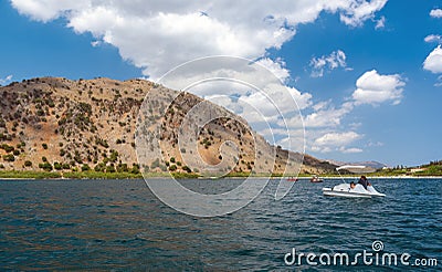 Ladscape of Kournas lake on Crete island Stock Photo