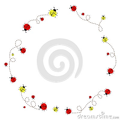 Lady birds frame design Vector Illustration