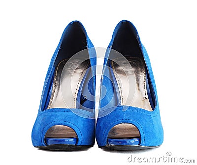 Lady blue shoes Stock Photo
