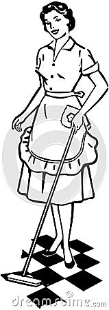 Lady Cleaning Floor Vector Illustration