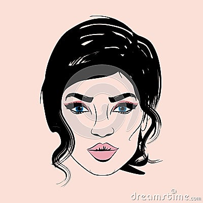 Woman face sketch vector illustration Vector Illustration