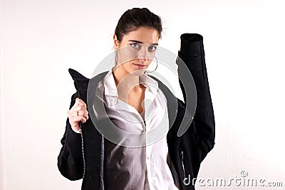 Lady with coat Stock Photo