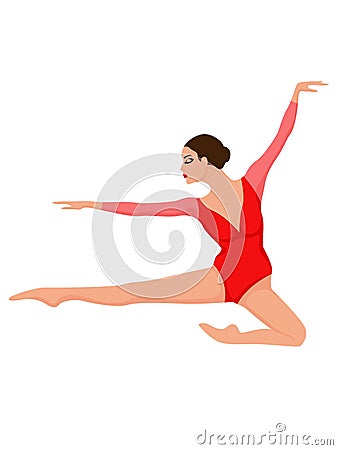 Lady dancer in red leotard Vector Illustration
