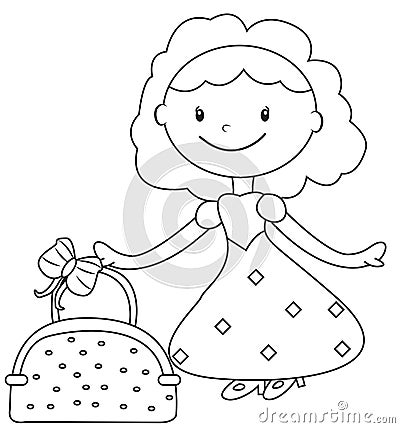 Lady in a dress coloring page Stock Photo