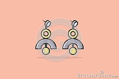 Lady earring with gemstone vector illustration. Beauty fashion objects icon concept. New arrival women jewelry earrings vector Vector Illustration