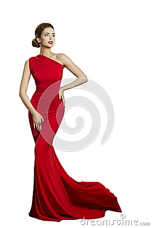 Lady Evening Dress, Elegant Woman in Long Gown, Fashion Tail Stock Photo