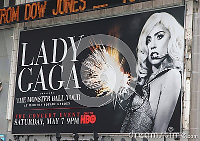 Lady Gaga concert billboard Editorial Stock Photo