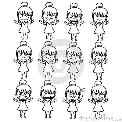 Lady girl Girl women cute beautiful elegant cartoon line sketch shape design abstract illustration Cartoon Illustration