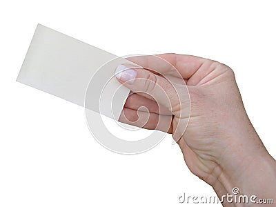Lady Hand giving a business card with Clipping Path Stock Photo