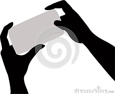 A lady hands taking photo, silhouette vector Vector Illustration