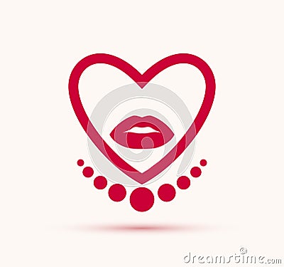 Lady heart vector logo or icon, woman face in a shape of heart, graphic design element. Vector Illustration