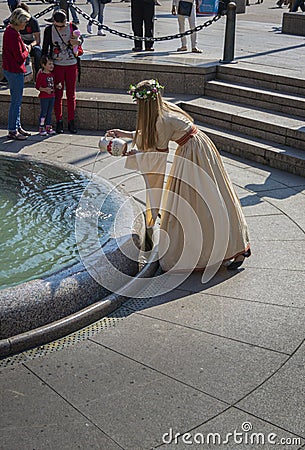 Lady in Historic Costume, Zagreb, Croatia Editorial Stock Photo