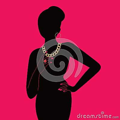 Lady with jewellery Cartoon Illustration