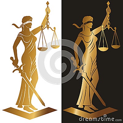 Lady justice Gold Vector Illustration