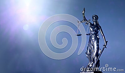 Lady justice or justitia - blindfolded figurine holding balance scale Stock Photo