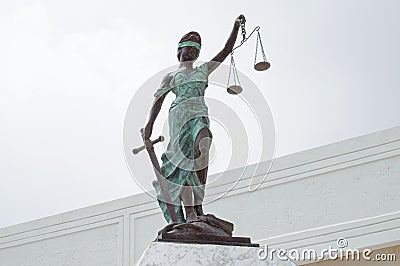 Lady Justice at Palace of Justice in Chetumal Editorial Stock Photo