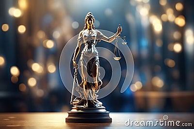 Lady justice sculpture a justitia concept illustration. ai generative Cartoon Illustration