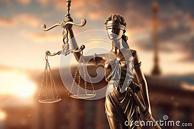 Lady Justice statue Law and legal concept. Generative AI Stock Photo