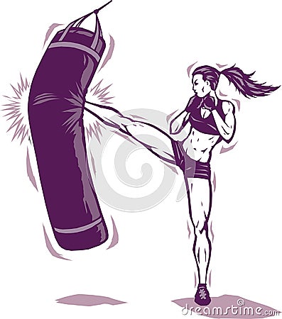 Kickboxer Vector Illustration