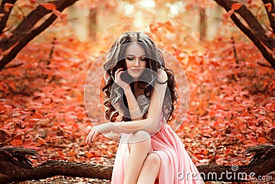 Lady in a luxury lush pink pastel dress Stock Photo