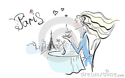 Lady and Paris Vector Illustration