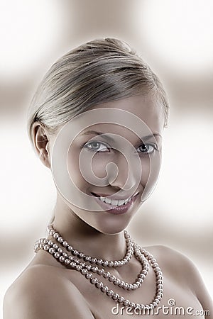 Lady with pearl Stock Photo