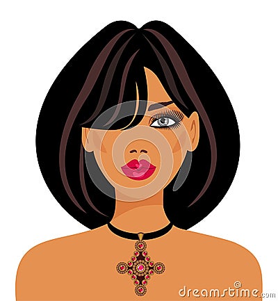 Lady with pendant Vector Illustration