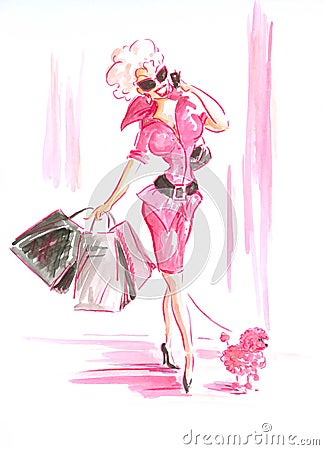 Lady in pink Stock Photo