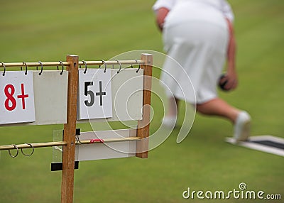 Lady Playing Lawn Bowls Stock Photo