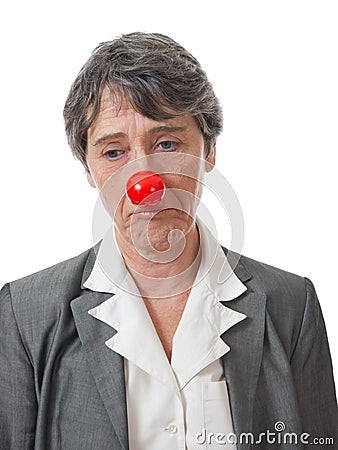 Lady with red nose Stock Photo