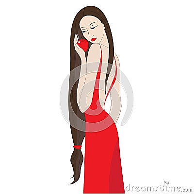 Lady in red Vector Illustration