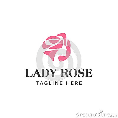 Lady rose women female flower logo vector inspiration Vector Illustration
