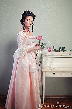 Lady with a Rose Stock Photo