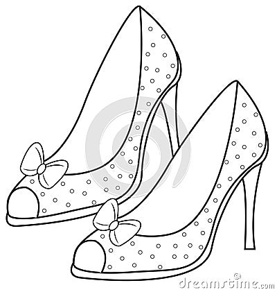 Lady's sandals coloring page Stock Photo