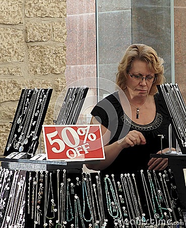 Lady Selling Jewellery Editorial Stock Photo