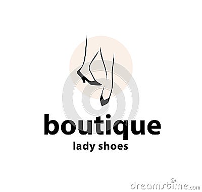 Lady shoes boutique emblem concept isolated on white background. Vector Illustration