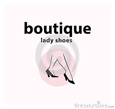 Lady shoes boutique emblem concept isolated on white background. Vector Illustration