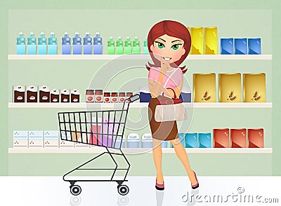 Lady shopping at a grocery Stock Photo