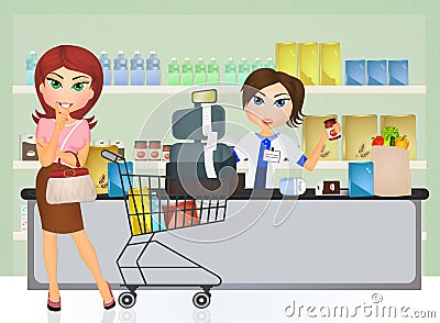 Lady shopping at a grocery Stock Photo