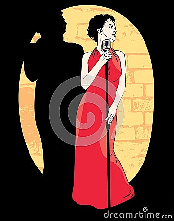 Lady singer; vector Vector Illustration