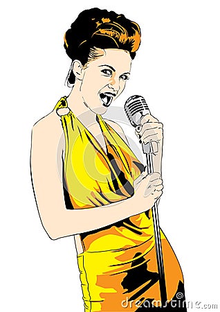 Lady singer; vector Vector Illustration