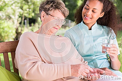 Lady is taking drugs Stock Photo