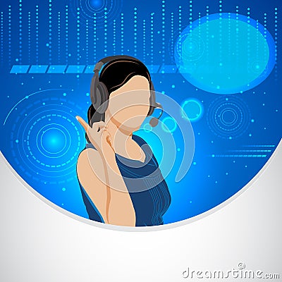 Lady Telephone Operator Vector Illustration